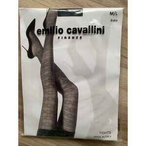 Emilio Cavallini Firenze Patterned Tights M/L Black 40 Den Italy Pantyhose Sexy